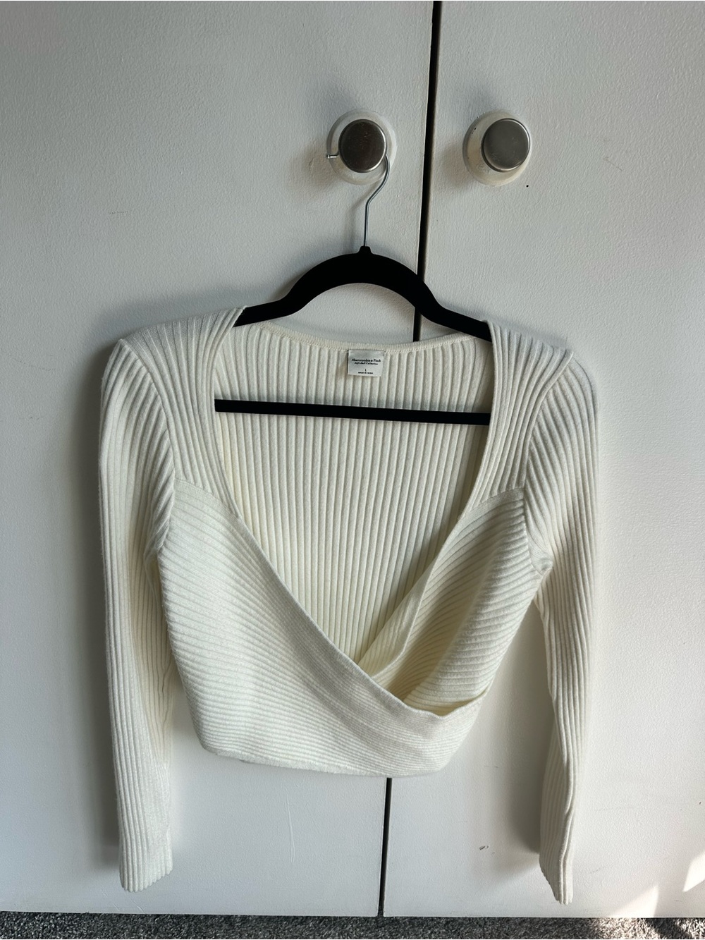 Abercrombie Cream Ribbed Wrap Sweater